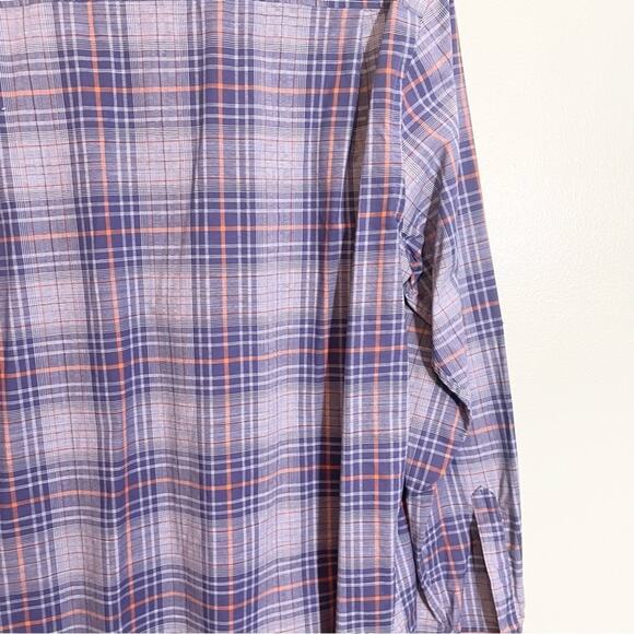 Joseph Abboud Men's Blue Plaid Collared Long Cuffed Sleeve Button-Up Shirt XL - Picture 10 of 11